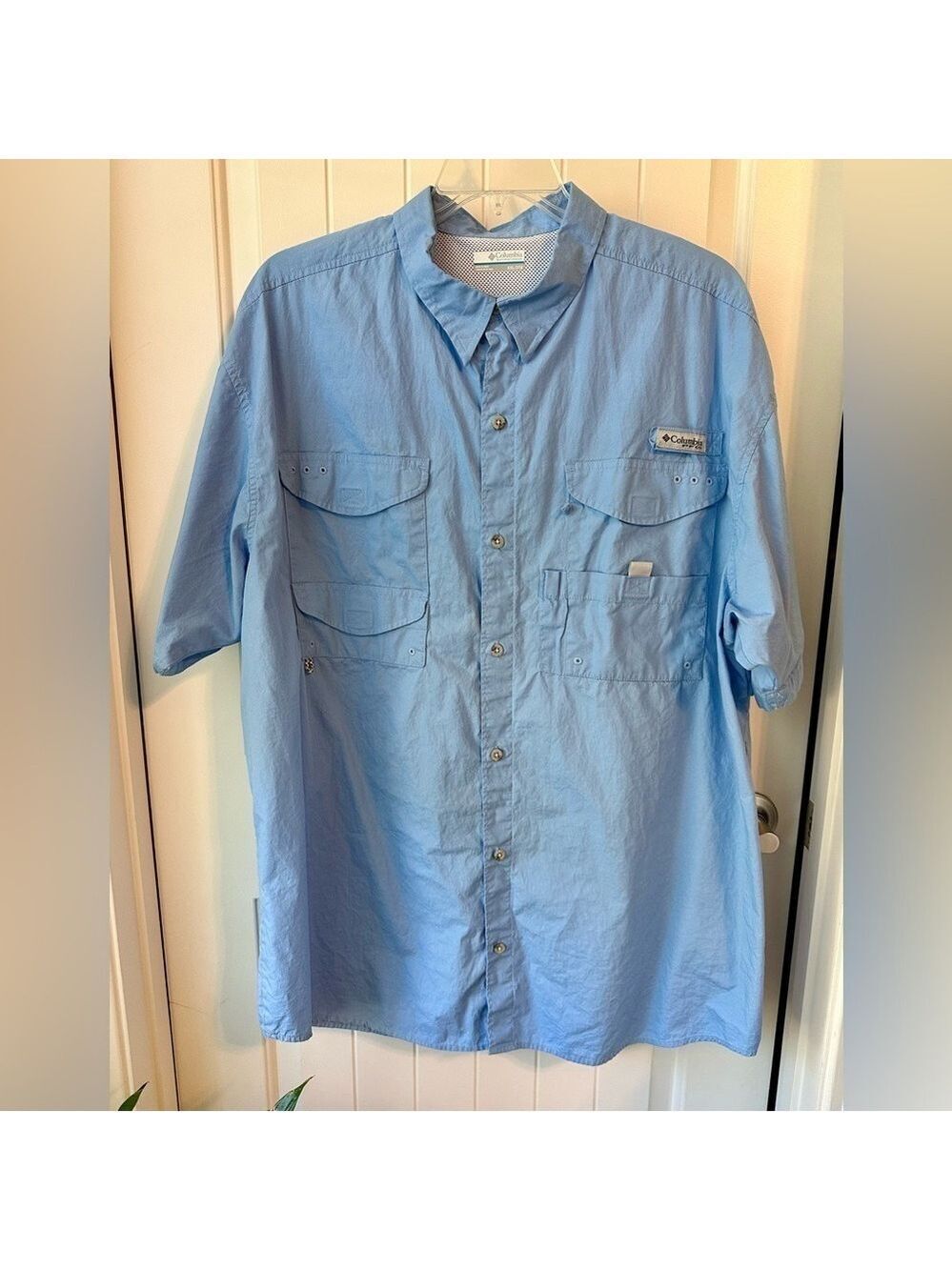 Columbia Men’s PFG Bonehead Short Sleeve Blue Fishing Shirt Size XXL